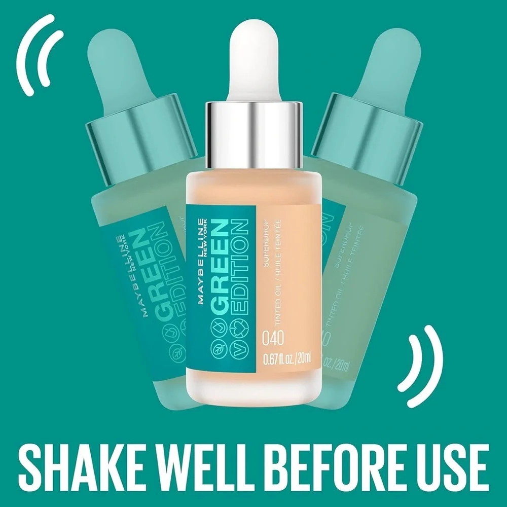 Maybelline‎ Green Edition Superdrop Tinted Oil, adjustable, natural coverage,